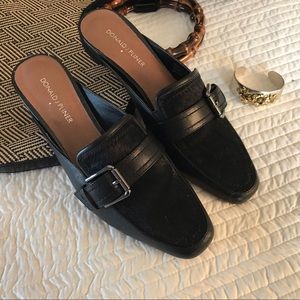 HOLIDAY Donald Pliner Sierra Calf-Hair Kitten Heel Mules